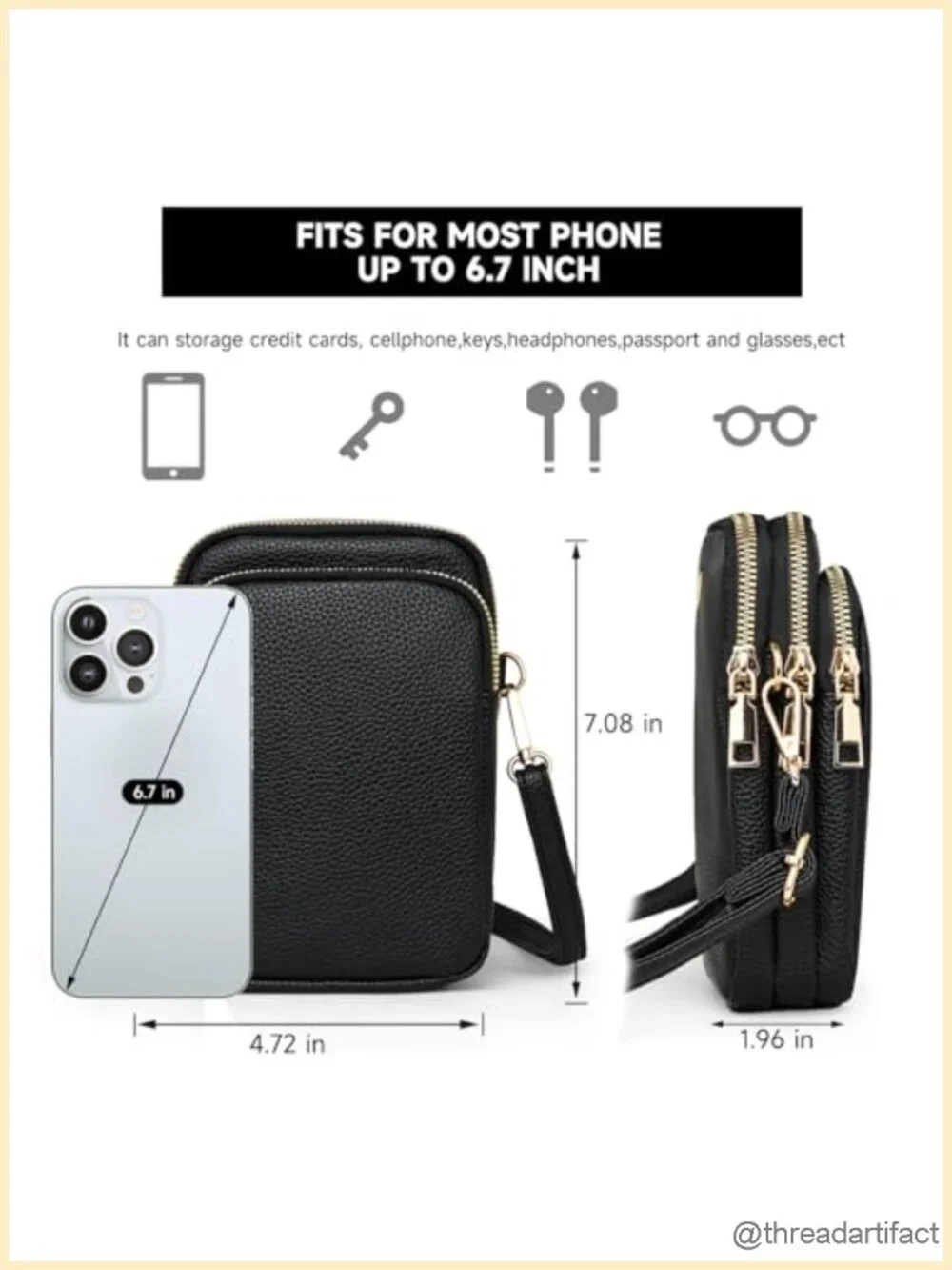 Mini Crossbody Bag for Women Cell Phone Bag Travel Pouch PU Leather Adjustable
